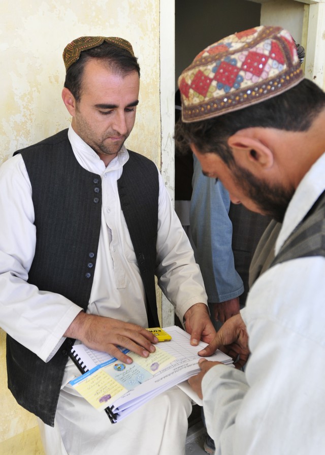 Local farmers receive wheat seed and fertilizer at Spin Boldak District Center