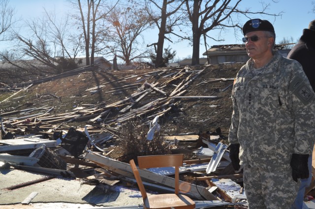 Army chief of staff observes Fort Leonard Wood tornado damage