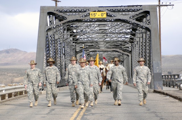 Soldiers march through Barstow to Veterans Home