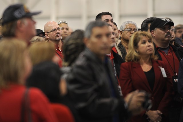 Approximately 300 employees of the Corpus Christi Army Depot listen to an address from the US Army Chief of Staff, Gen. George W. Casey Jr., Jan. 10, 2011. "I can't thank you enough for what you do for safety of the United States of America," Casey s...