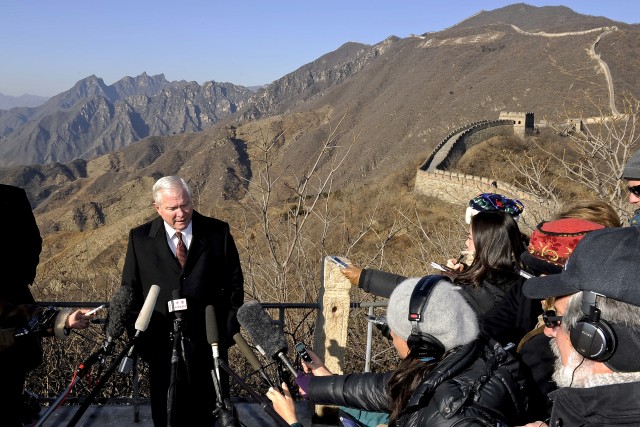 Defense secretary at the Great Wall of China