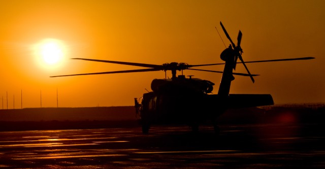 UH-60 Black Hawk at sunset