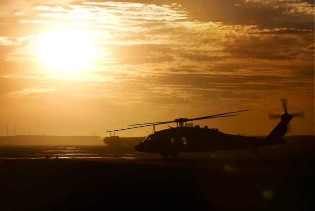 UH-60 Black Hawk at sunset