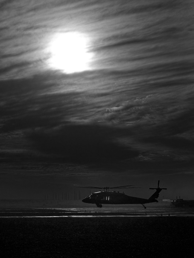 UH-60 Black Hawk at sunset