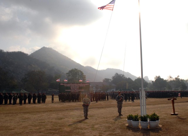 Raising the flag to open Cobra Gold exercise