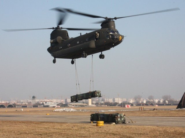 Air Defenders conduct sling load operation in Korea