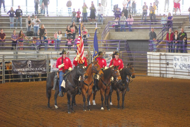 1st ID mounted color guard at rodeo