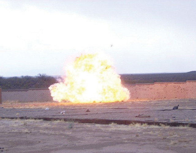 Instructors detonate ordnance on the Weapons Intelligence Course explosives demonstration range during WIC training. Soldiers attending the course are trained to investigate incidents involving improvised incendiary devices and perform a mission...