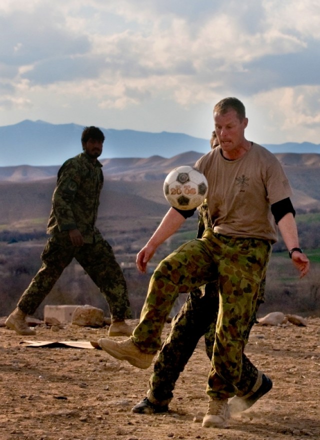 Afghans, Australians play soccer
