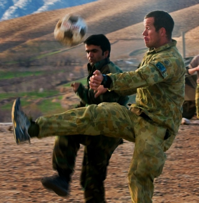 Afghans, Australians play soccer