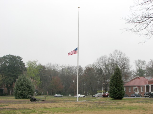 Flags fly at half-staff  to render full honors