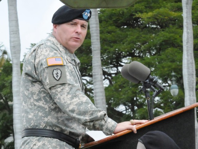 U.S. Army Pacific commander addresses crowd