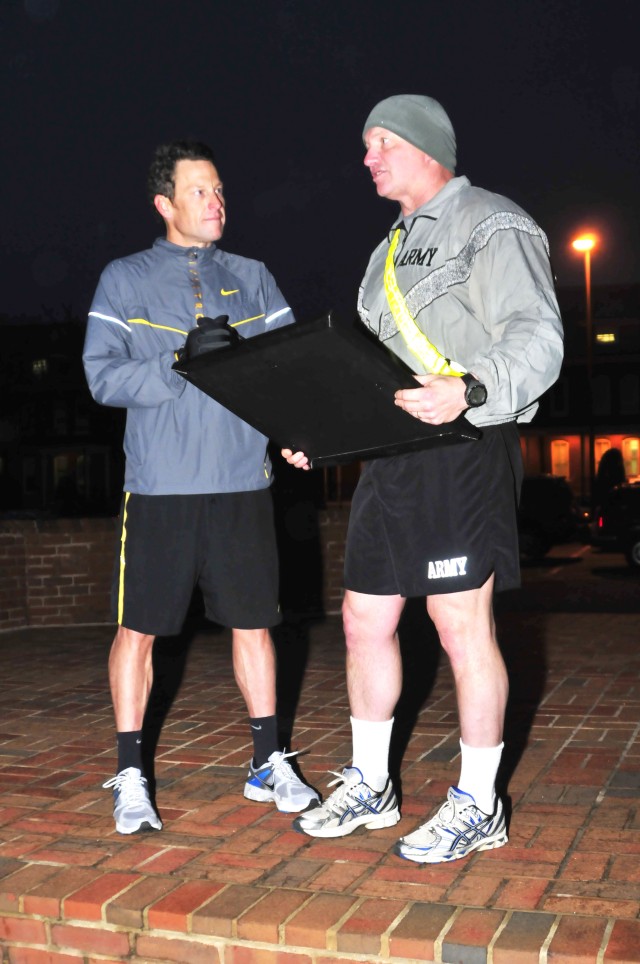 Lance Armstrong joins The Old Guard in 5-mile run