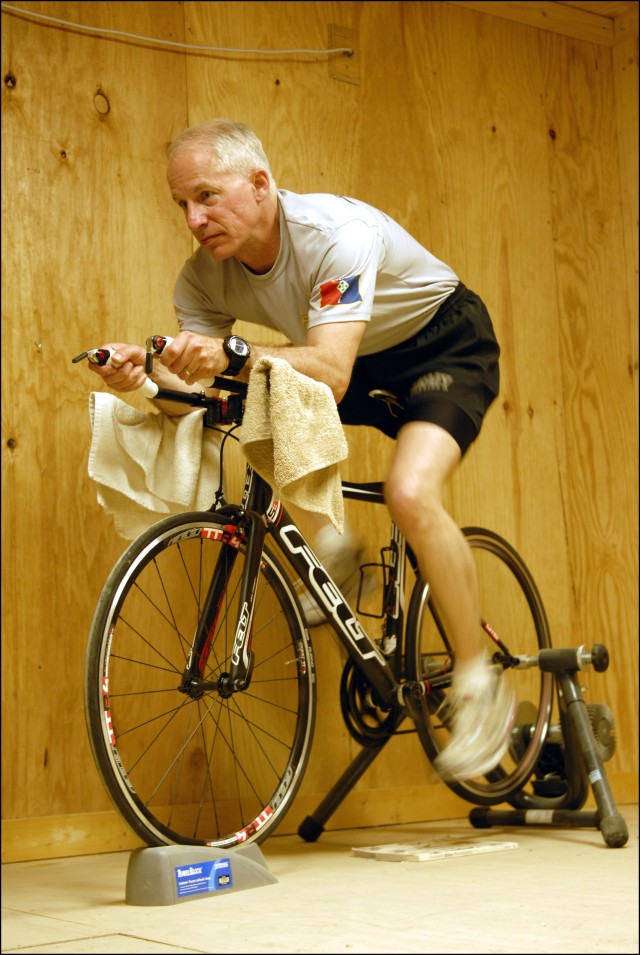 Douglas Powell riding a bike