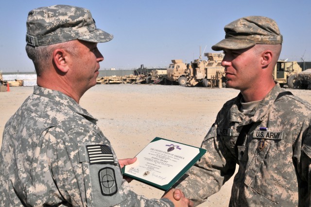 809th EN CO Soldiers awarded Purple Heart medal