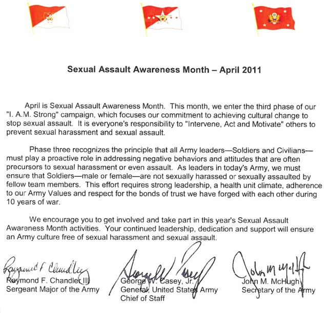 Tri-Signed Letter: Sexual Assault Awareness Month