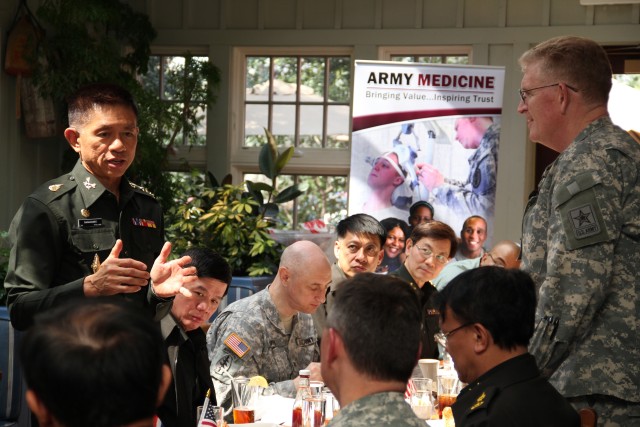 U.S. Army Surgeon General, Lt. Gen Eric Schoomaker, hosted a luncheon, April 4, for the Royal Thai Army Surgeon General, Lt. Gen. Sahachart Pipithkul,  and his delegation of senior medical department personnel, which included Lt. Gen. Thavatchai...