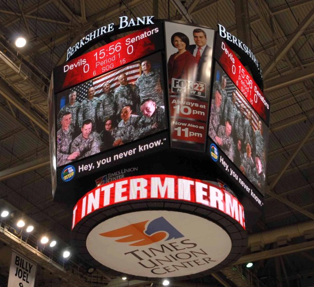 New York National Guard Soldiers are Live From Iraq on Jumbotron