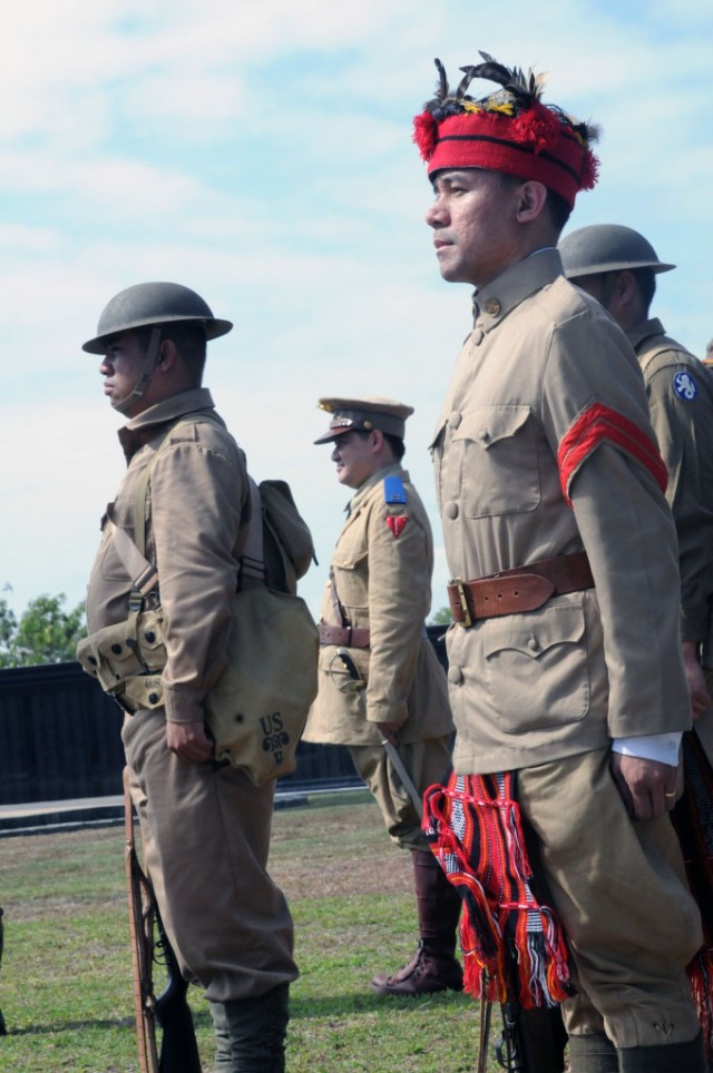 Participants wear U.S. and Filipino-style World War II uniforms