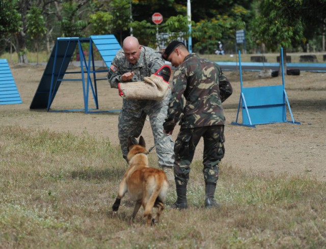 U.S., Philippine troops train military working dogs 