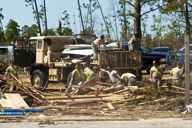 Troops clear tornado damage on Fort Bragg