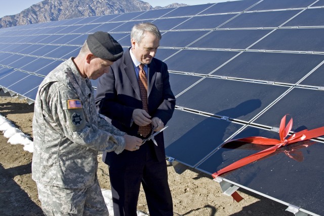 Fort Carson solar panel ribbon cutting