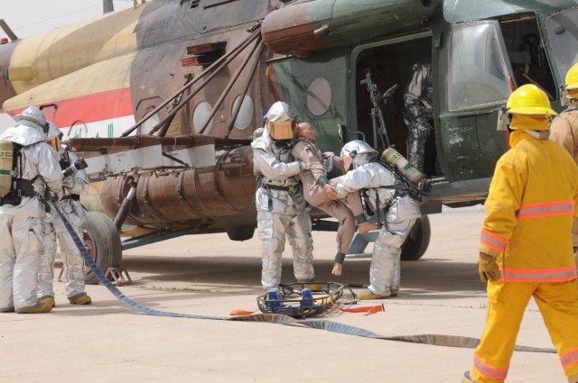 U.S., Iraqi firefighters gather for joint egress exercise