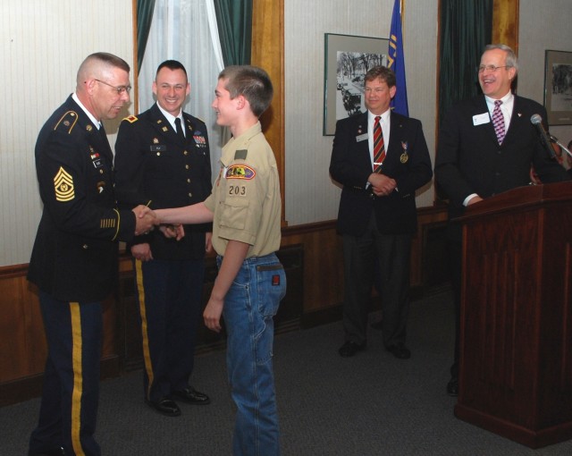 ASC Command Sergeant Major addresses new Eagle Scouts