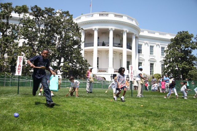 Fort Meade youth hunt for Easter eggs at the White House