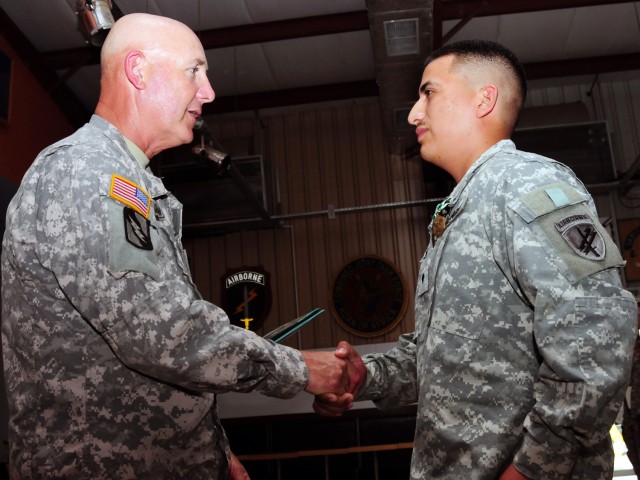 Soldier recognized for heroism while training in Uganda