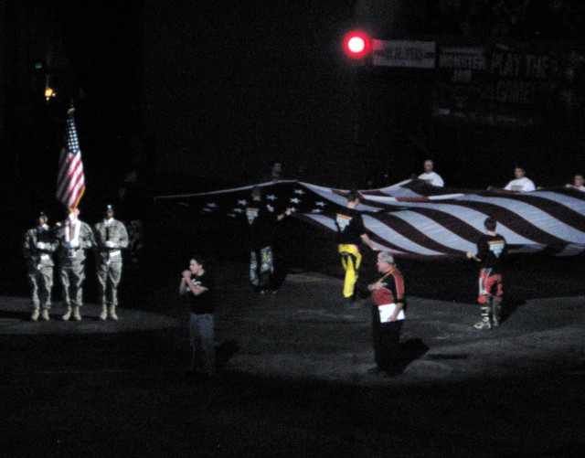 ASC Color Guard posts colors for Monster Truck Jam