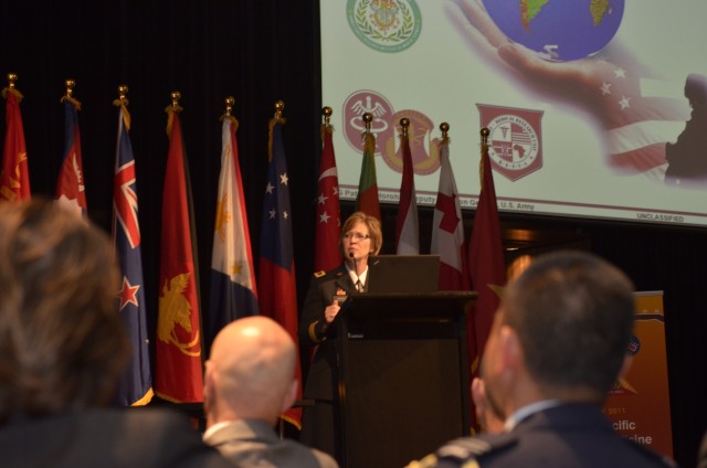 Maj. Gen Horoho speaks during medical conference
