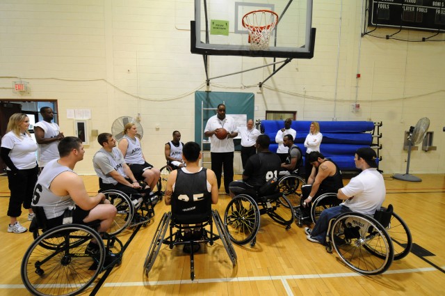 Wheelchair basketball practice