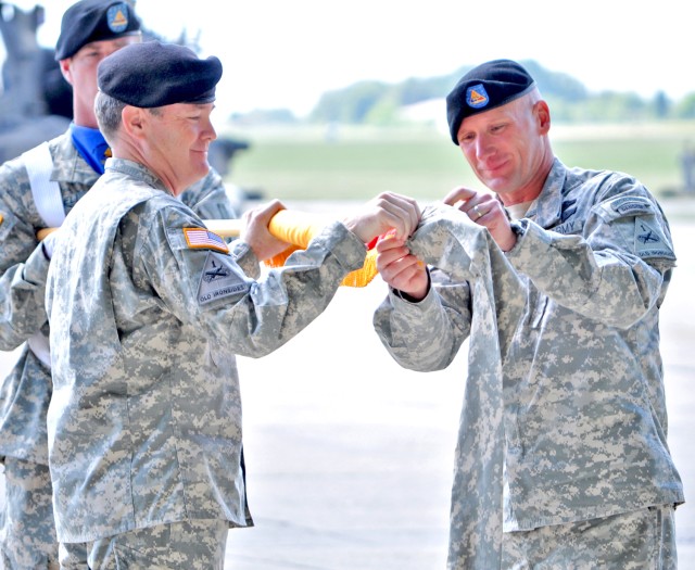 1st Armored Division cases its colors before moving to Fort Bliss