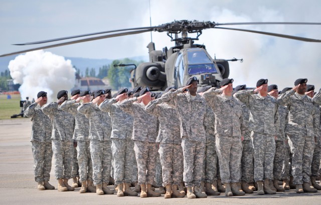 1st Armored Division cases its colors before moving to Fort Bliss