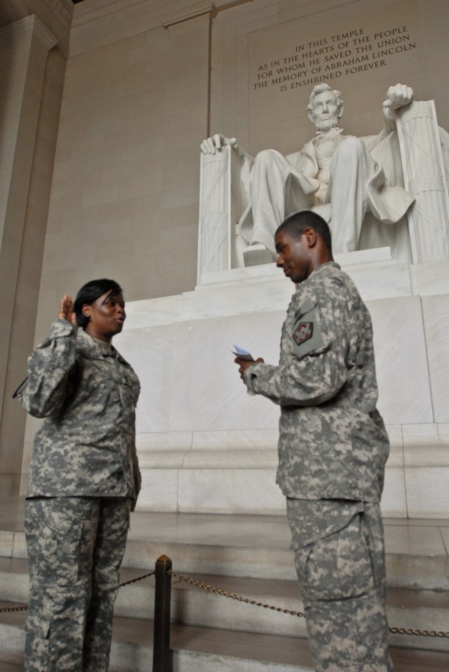 Sgt 1st Class Promotion Ceremony at the Lincoln Memorial