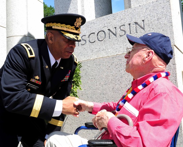 Jennings greets WWII veterans