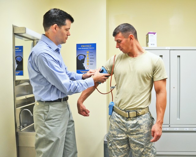 Soldier gets blood pressure checked