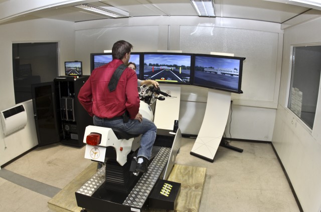 USACE motorcyclists test new USAREUR training simulator