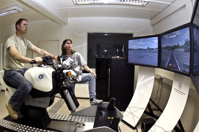 USACE motorcyclists test new USAREUR training simulator