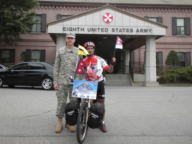 Nepali bicyclist peddles for peace in South Korea