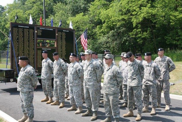 Letterkenny Soldiers stand in formation at the dedication