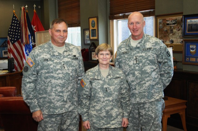 Lt. Gen. Jack Stultz, Maj. Gen. Rita Broadway, Gen. Robert W. Cone