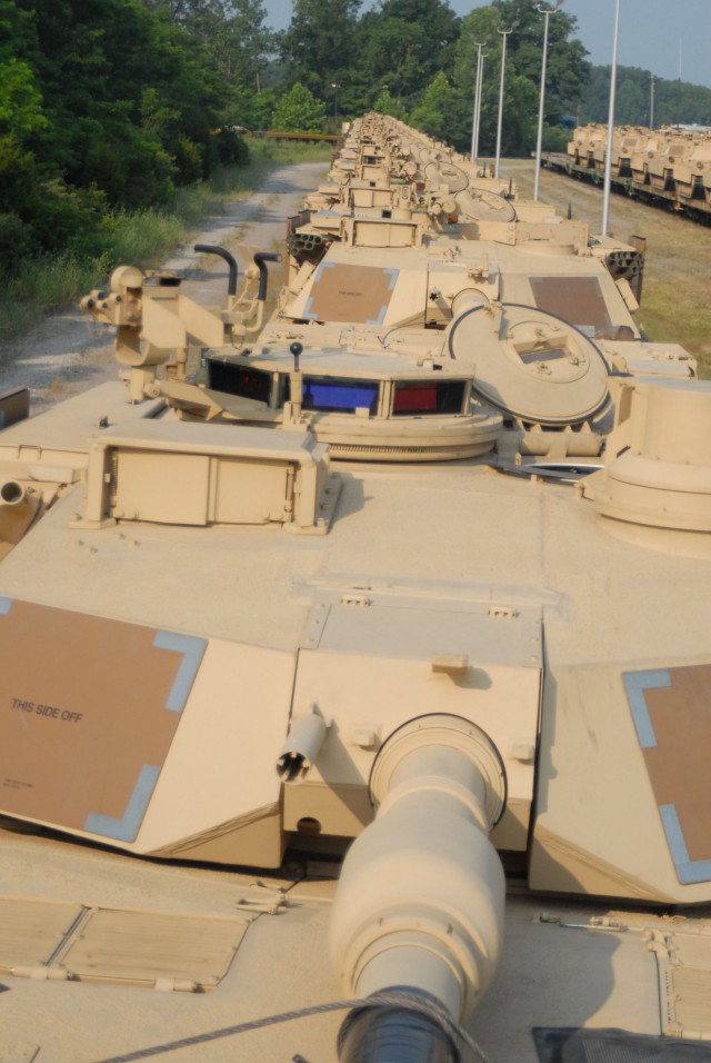 Long line of tanks