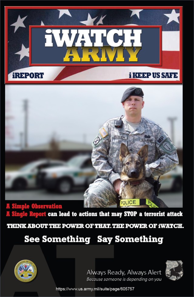The iWatch Army website helps heighten public awareness and gives indicators of terrorist activity.