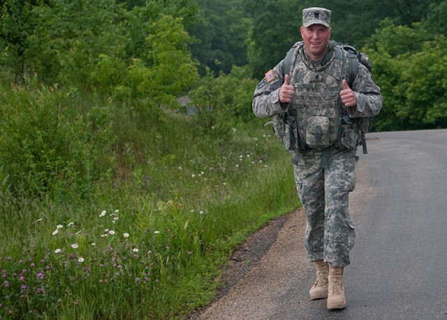 Soldiers complete 10k road march on road to become Army Reserve Best Warrior