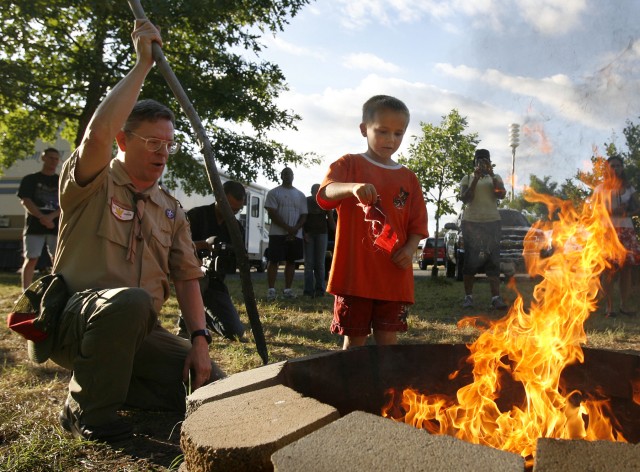 Boy Scouts conduct flag retirement ceremony