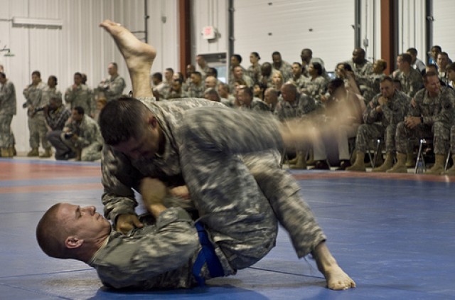 Army Reserve Best Warrior competitors do battle in Modern Army Combatives