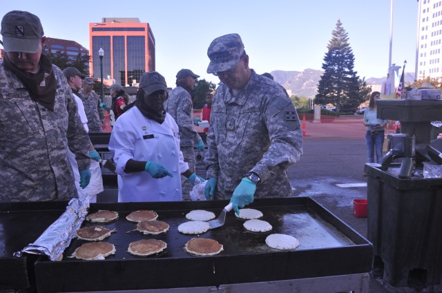 Soldiers serve community breakfast
