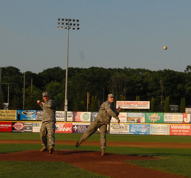 New York Army National Guard Father and Son Saluted by Hometown Ball Team